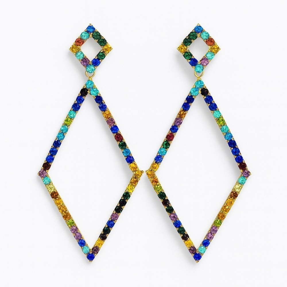 ⚜️ Multicolor Geometric Drop Earrings